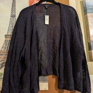 Talbots Navy Open-Front Cardigan